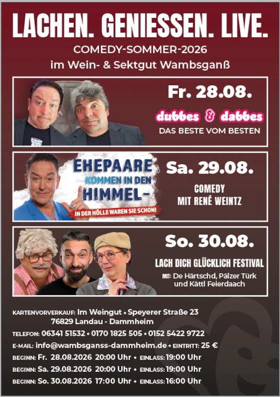 Comedy-Sommer 2026 vom 28. bis 30. August 2026