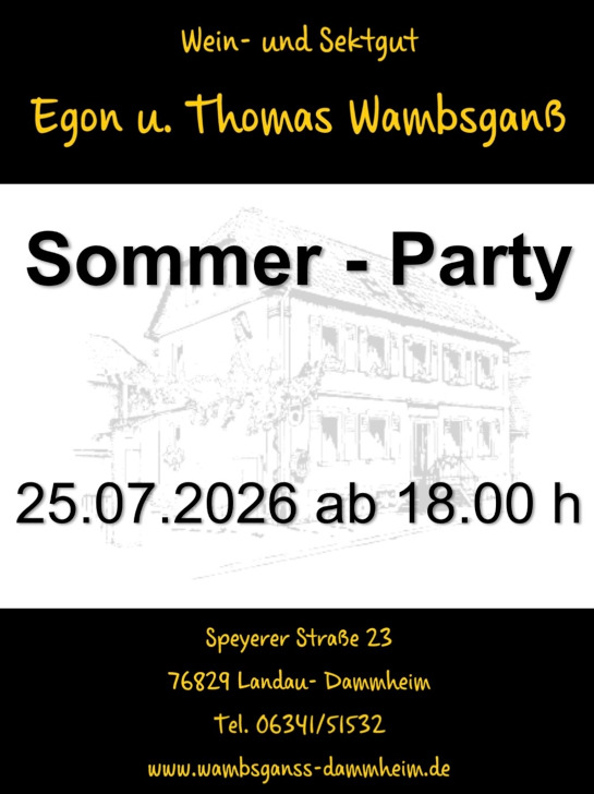 Sommer-Party am Samstag, 25. Juli 2026 ab 18:00 Uhr